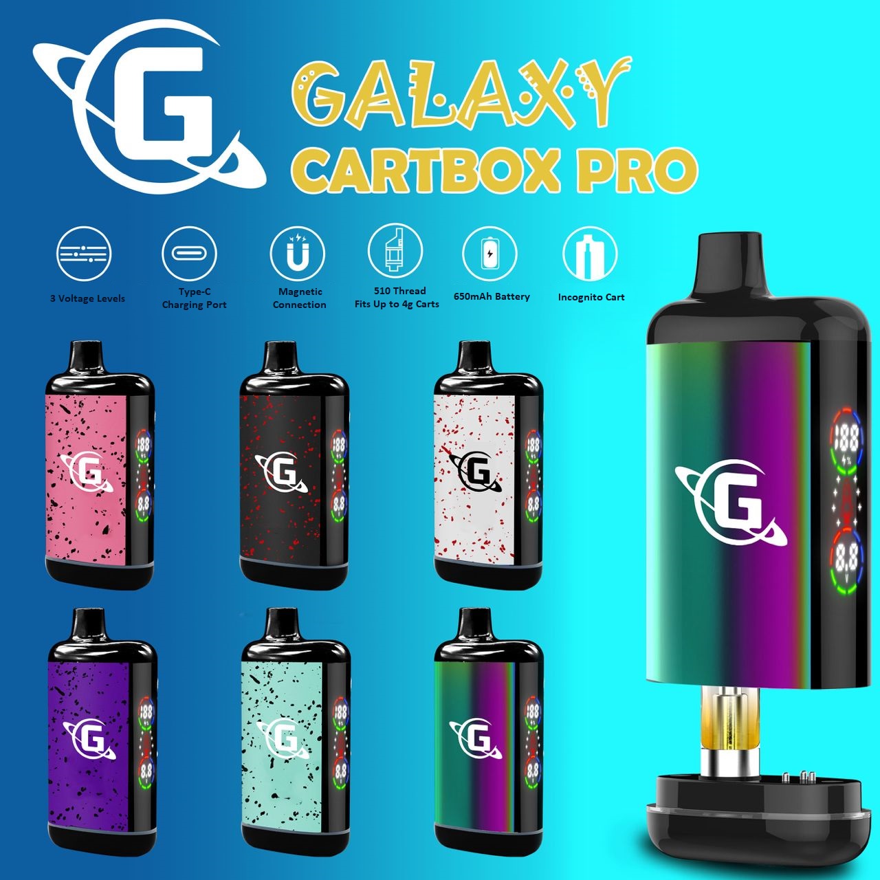 Galaxy CARTBOX PRO Cartridge Battery, thc, wax, dab, concentrates, 510